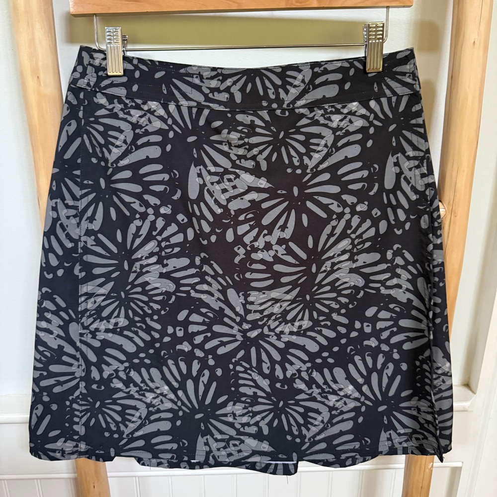 RipSkirt Hawaii Black Grey Floral Wrap Skirt Small Adjustable Quick Dry Mini